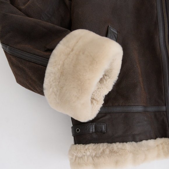Vintage St. John's Bay Brown Leather Aviator Pilot Jacket with Shearling… - Picture 9 of 16